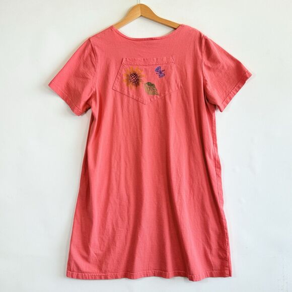 Viva City Vintage Womens Medium Peach Stamped Artsy Artcore Outdoors Shirt Dress - Picture 6 of 9